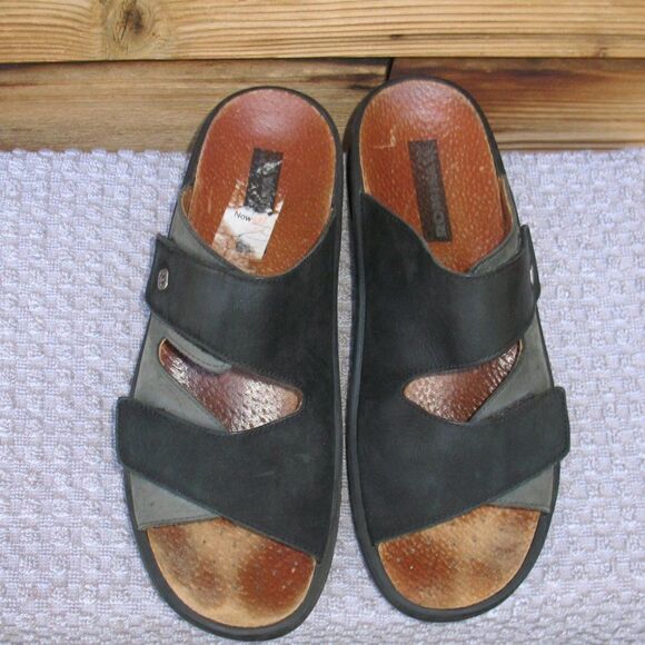 Romika Black Gray Nubuck Comfort Sandals Slides - Picture 3 of 10